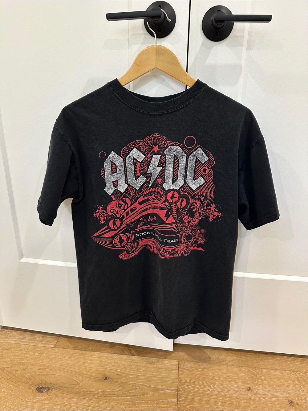 AC/DC Black Concert Tee - Red & White Print